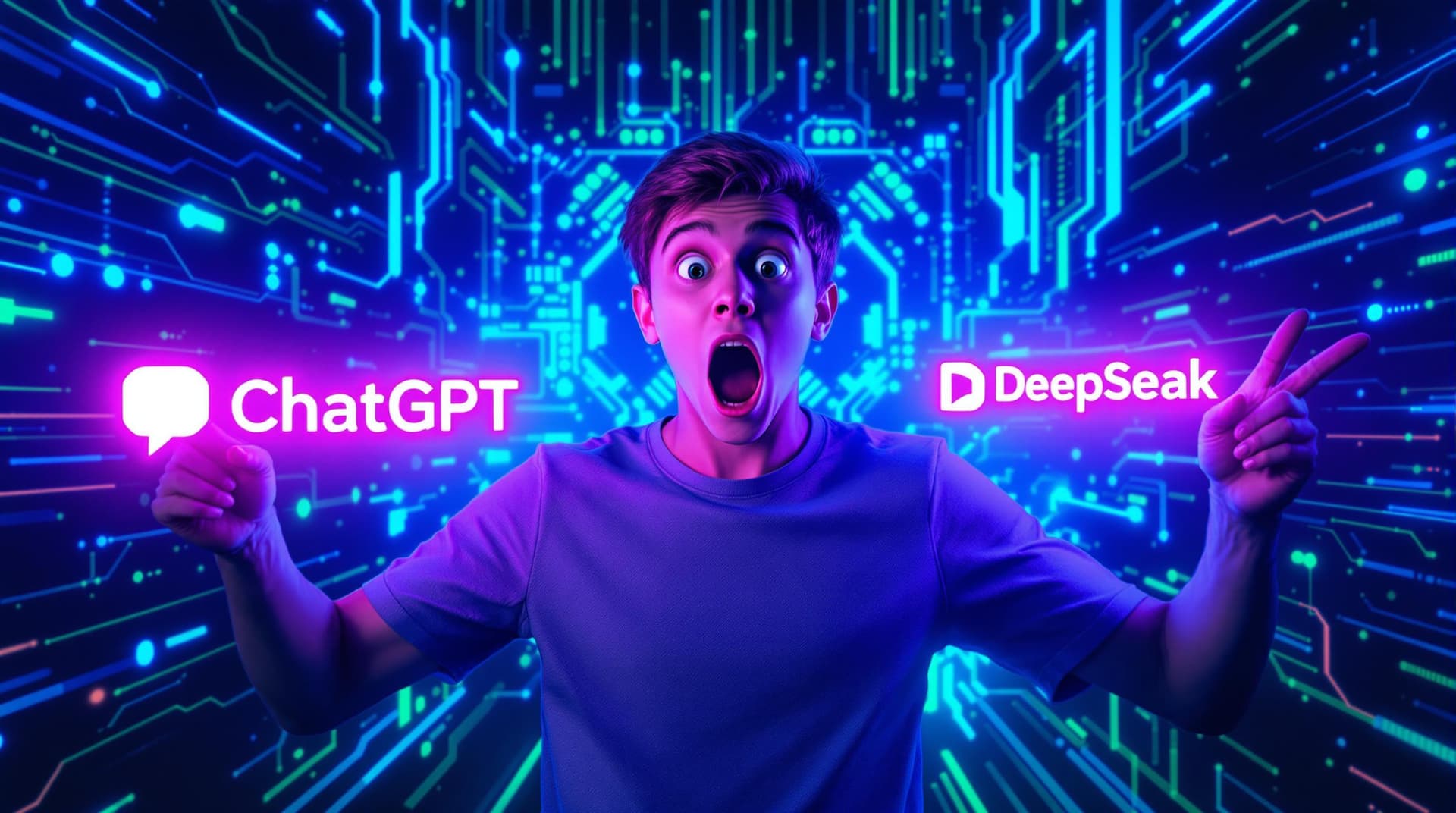 AI generated: A 15-year-old boy is at the center of the image, standing against a vibrant, high-energy background ...