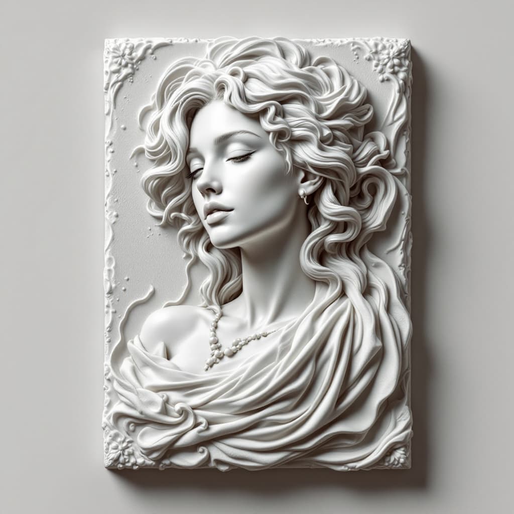 AI generated: Beautiful woman in the style of Bas-relief --v 6