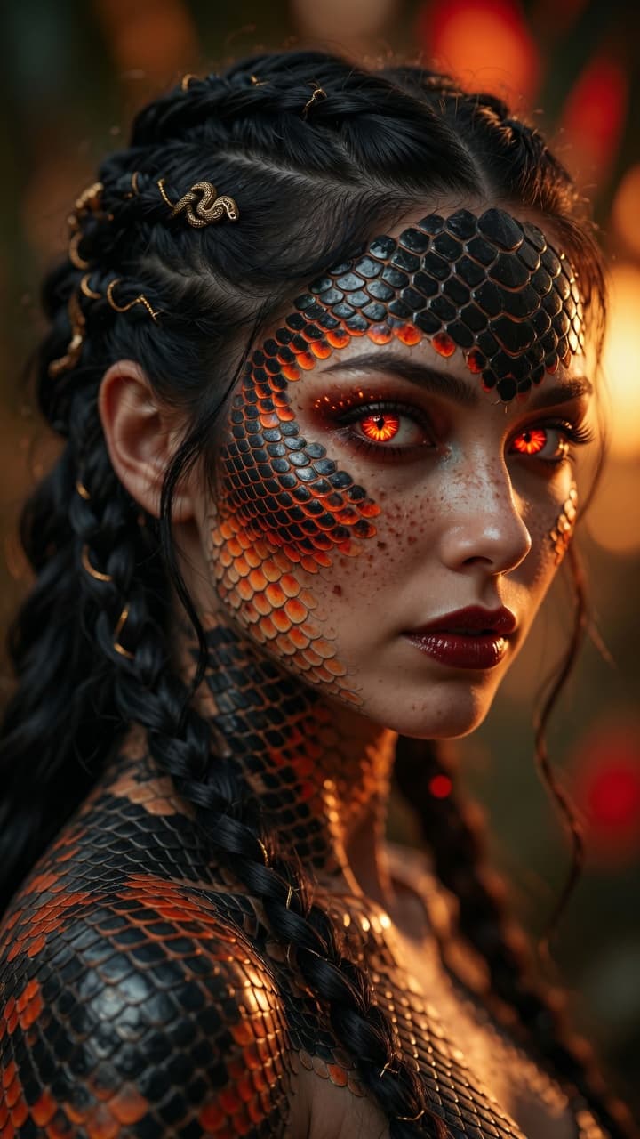AI generated: Ultra-realistic National Geographic level photography, hyper-realistic close-up portrait of a stunni...