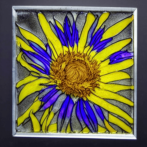 AI generated: corn flower, drawing, beautiful, glass fusing