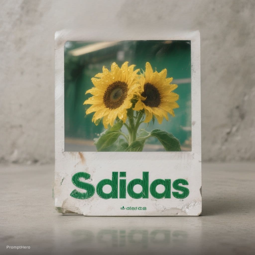 AI generated: photograph, productive, Adidas , white and Green ange, yellow, reflection