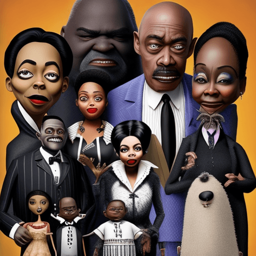AI generated:  8k African American  Addams family