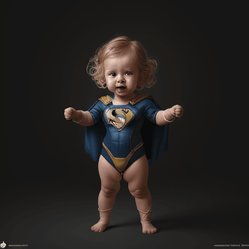 AI generated: Sue Storm superhero, adorable baby, render, rembrandt, cgsociety, artstation trending, highly detail...