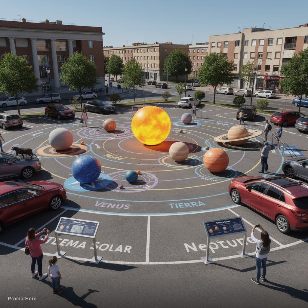 AI generated: Generar una imagen ,de la implementación de un sistema solar en un parqueadero