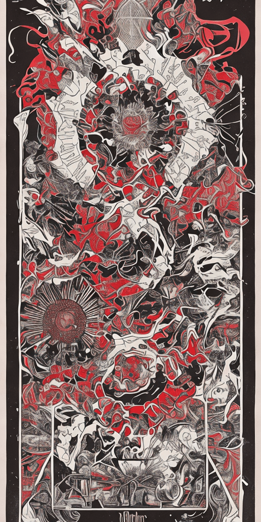 AI generated: crimson infographic of the creation of the sun/chart/schematics/measurements/marginalia/abstract/tar...