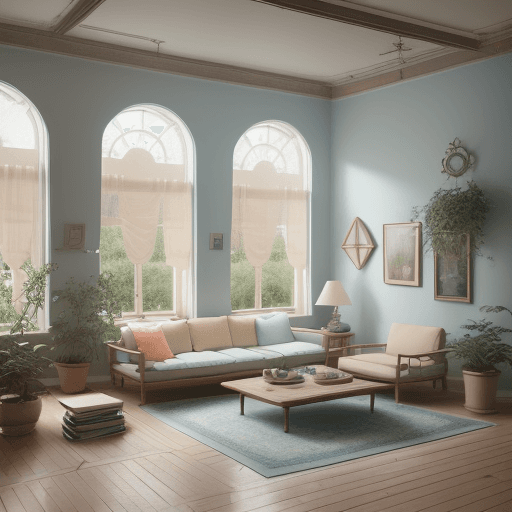 AI generated: High resolution photography interior design, dreamy sunken living room conversation pit, wooden floo...