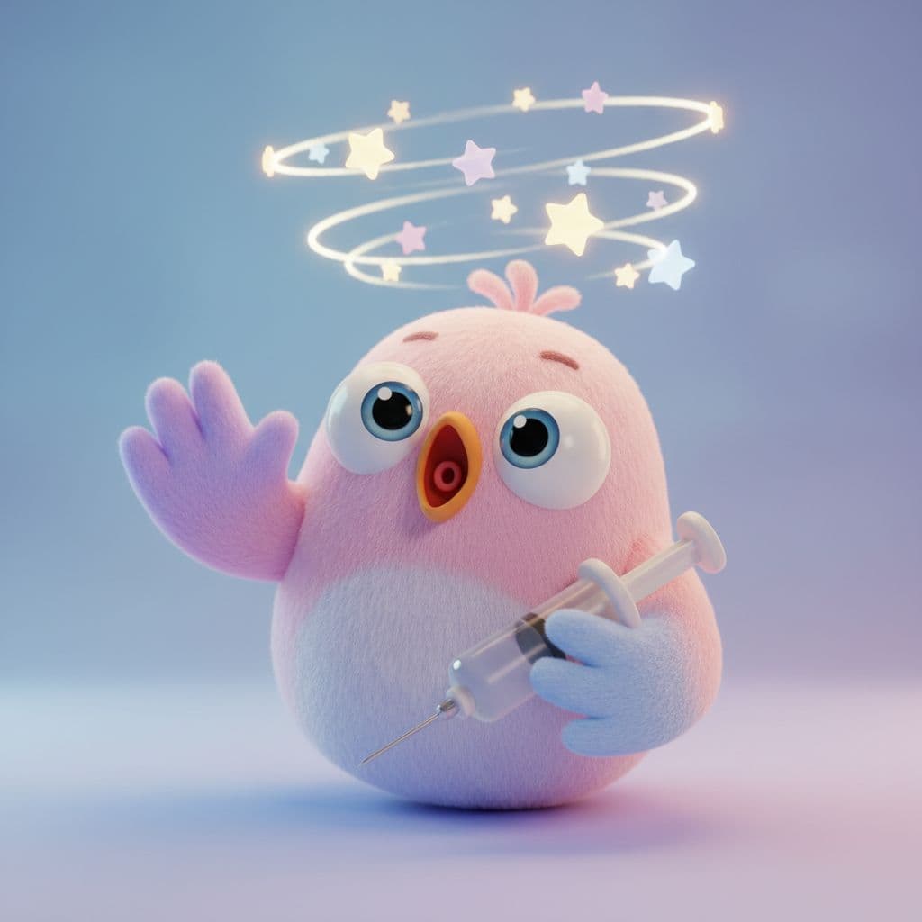 AI generated: Bulging eyes, beak open in a tiny “eep!” expression. One hand frozen mid-reaction, the other holding...