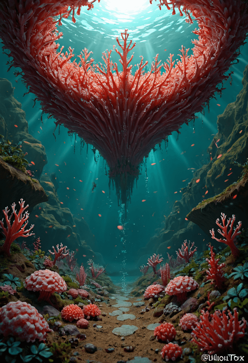 AI generated: anime artwork A deep, alien ocean with bioluminescent plankton creating shifting waves that light up...