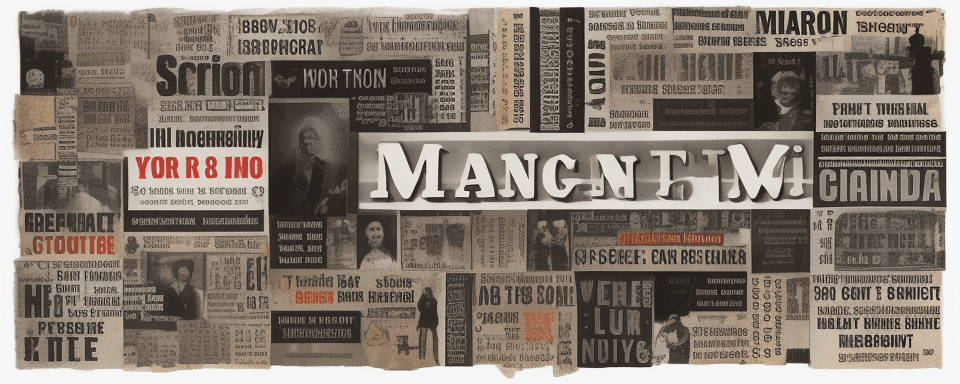 AI generated: Written Slogan Manifesto, collage, big words,