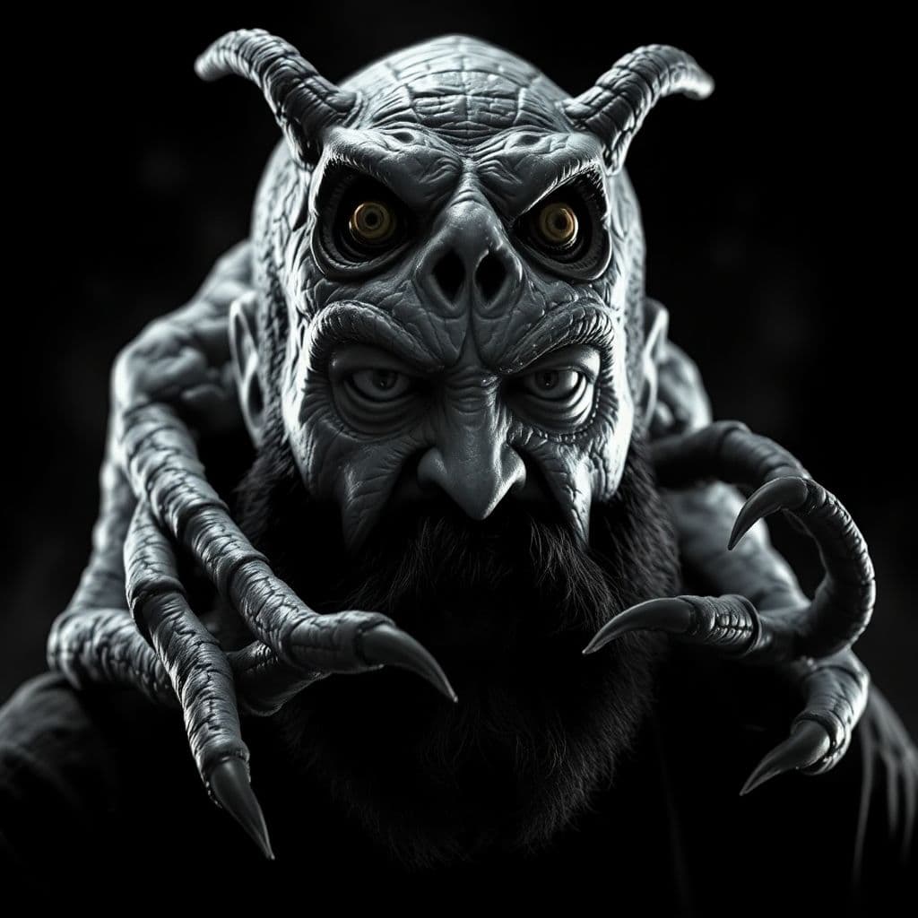 AI generated: Joe Rogan black, creepy creatures
