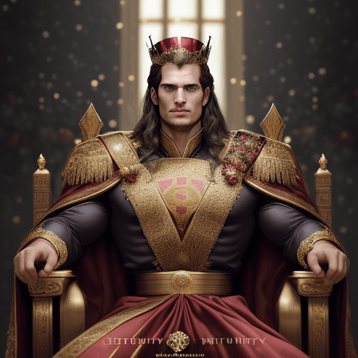 AI generated:  Henry Cavill depicted as the Emperor of Humanity, exuding a commanding presence on a grand throne. ...