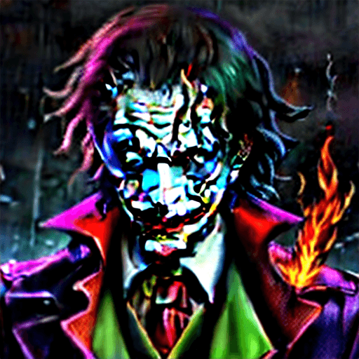 AI generated: joker/rain/fire/gun
