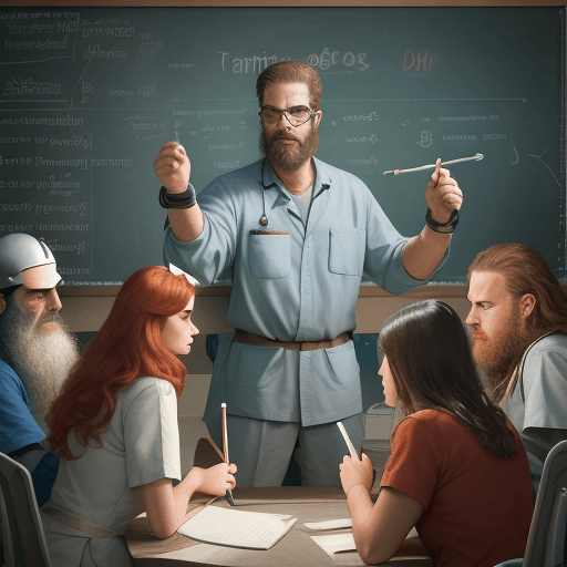 AI generated: Create a graphic that shows data scientists and business subject matter experts like nurses, teacher...