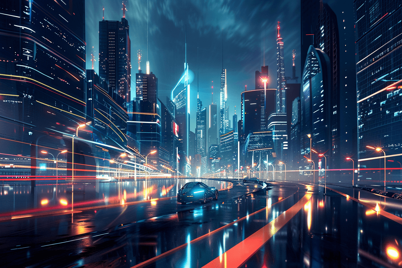 AI generated: a photo of futuristic city at night in the style of impressionist --ar 3:2 --v 6.0