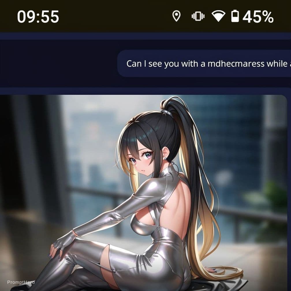 AI generated: A girl with a ponytail with a metallic dress