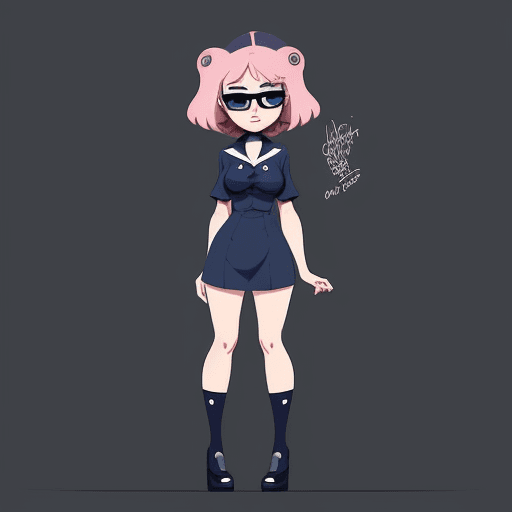 AI generated: front  woman signing cartoon series, in the style of quirky character designs, navy, alastair magnal...