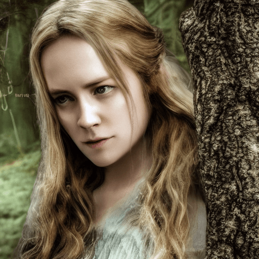 AI generated: Ultra-detailed beautiful actress Emma Myers archer in the woods, RPG, dungeons, dragons, intricate d...