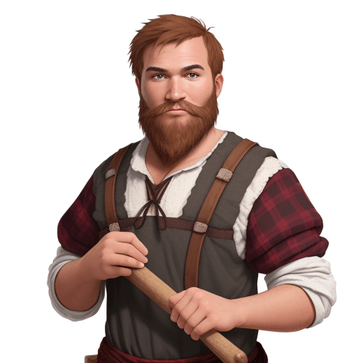 AI generated: peasant lumberjack dnd on white background