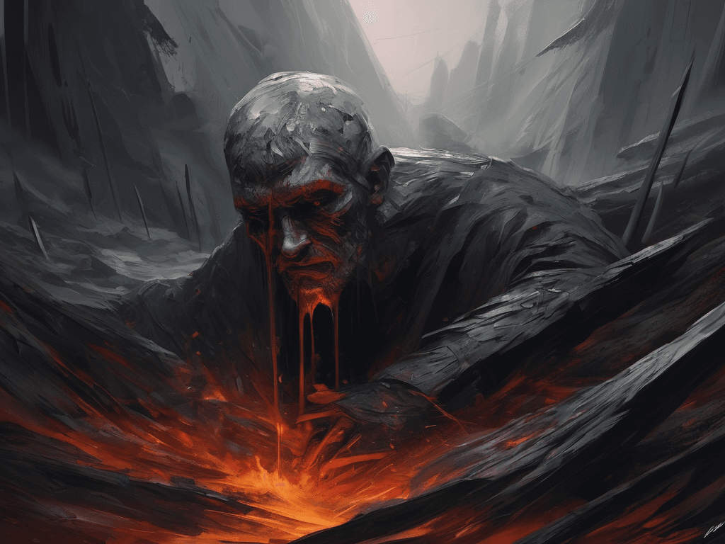AI generated: You can call me a fallen soul, heartbreaking brutal composition, dramatic, gloomy, digital painting,...