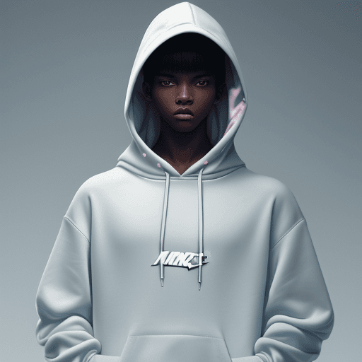 AI generated: boy wearing hoodie, Hoodie design, Balenciaga hoodie, Nike hoodie style, reflective color, streetwea...