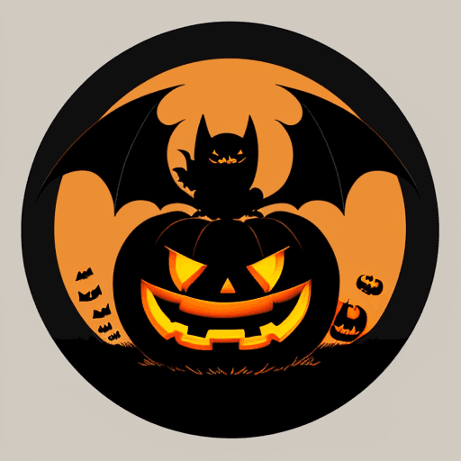AI generated: design t-shirt graphic, vector, simple, Halloween, cute black bat, jack o’lantern,