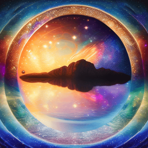 AI generated: Stunning cosmic journey, canvas print with stars and planets reflected in water, intricate details o...