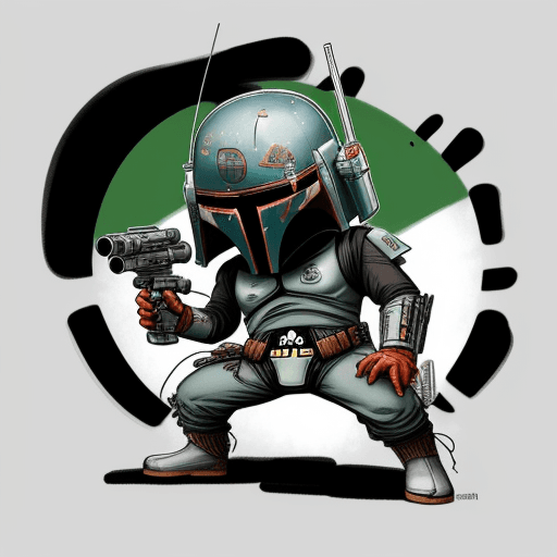 AI generated: star wars boba fett by chris phu 1, in the style of graffiti-influenced style, cartoonish humor, sil...