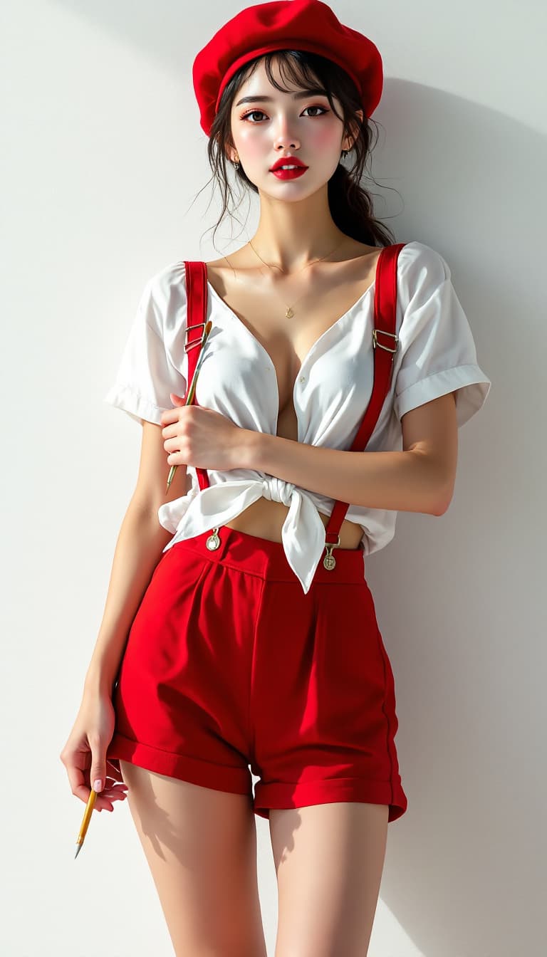 AI generated: Woman (Ethnicity: 1.0), (Age: 20), (Clothing Details: 1.2), (Accessories: 1.2), (Facial Features: 1....