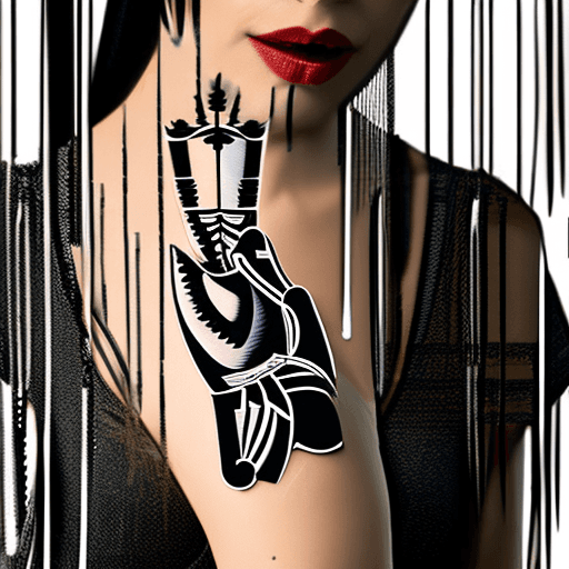 AI generated: a woman a tattoo on her arm and shoulder, in the style of mysterious beauty, algeapunk, asian-inspir...