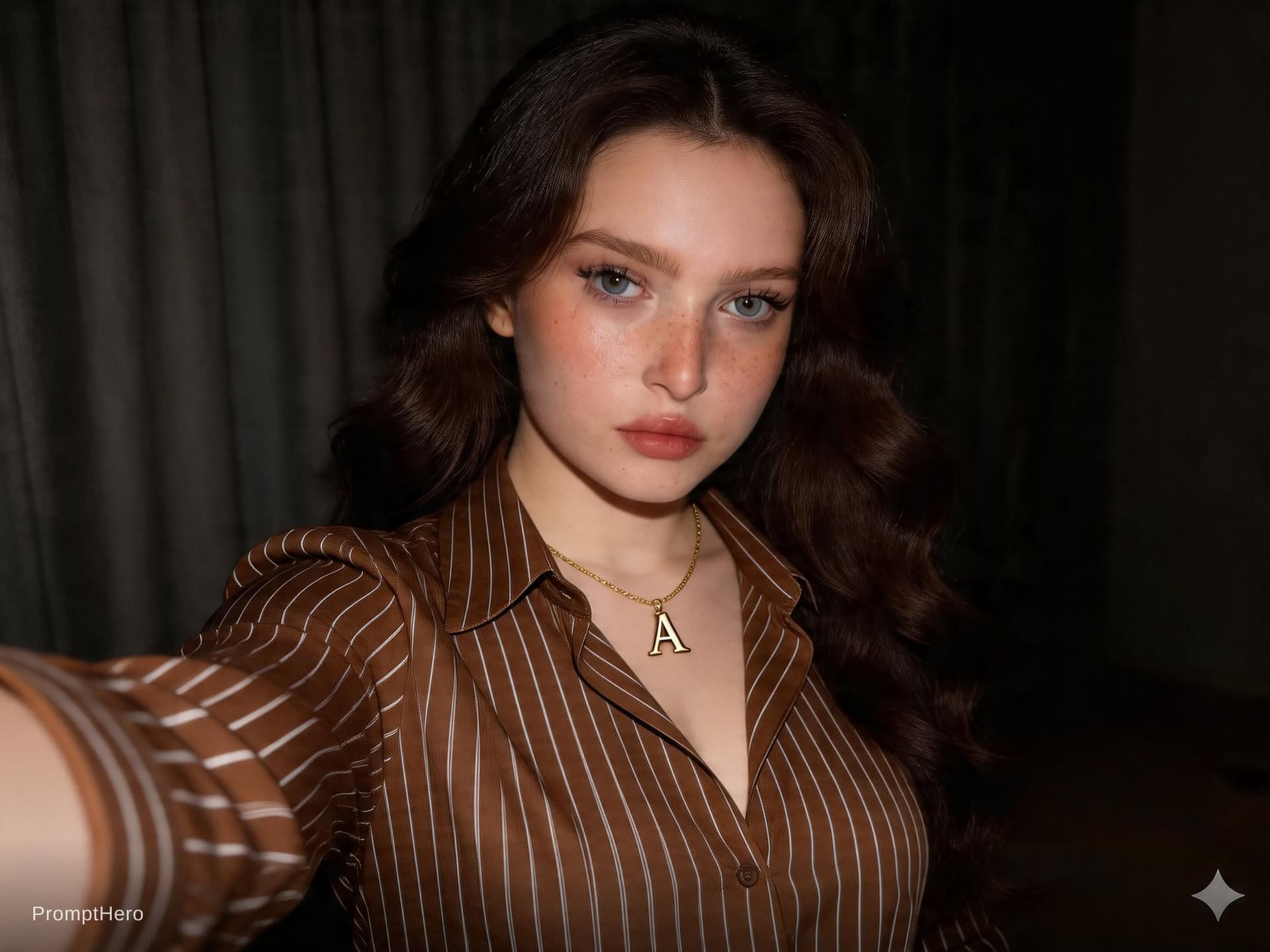 AI generated: @𝓕🪡𝓐: Ultra-realistic vertical close-up selfie portrait of a young woman, centered in frame, eye-...