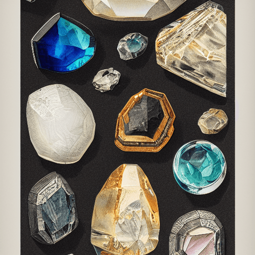 AI generated: full page antique lithograph of gemstones minerals, White background, art print, clean brush stroke,...