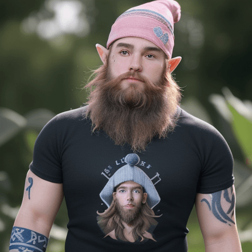 AI generated: Barley is a 19-year-old elf with a large and stocky build. He has soft blue skin, pink ear tips, haz...