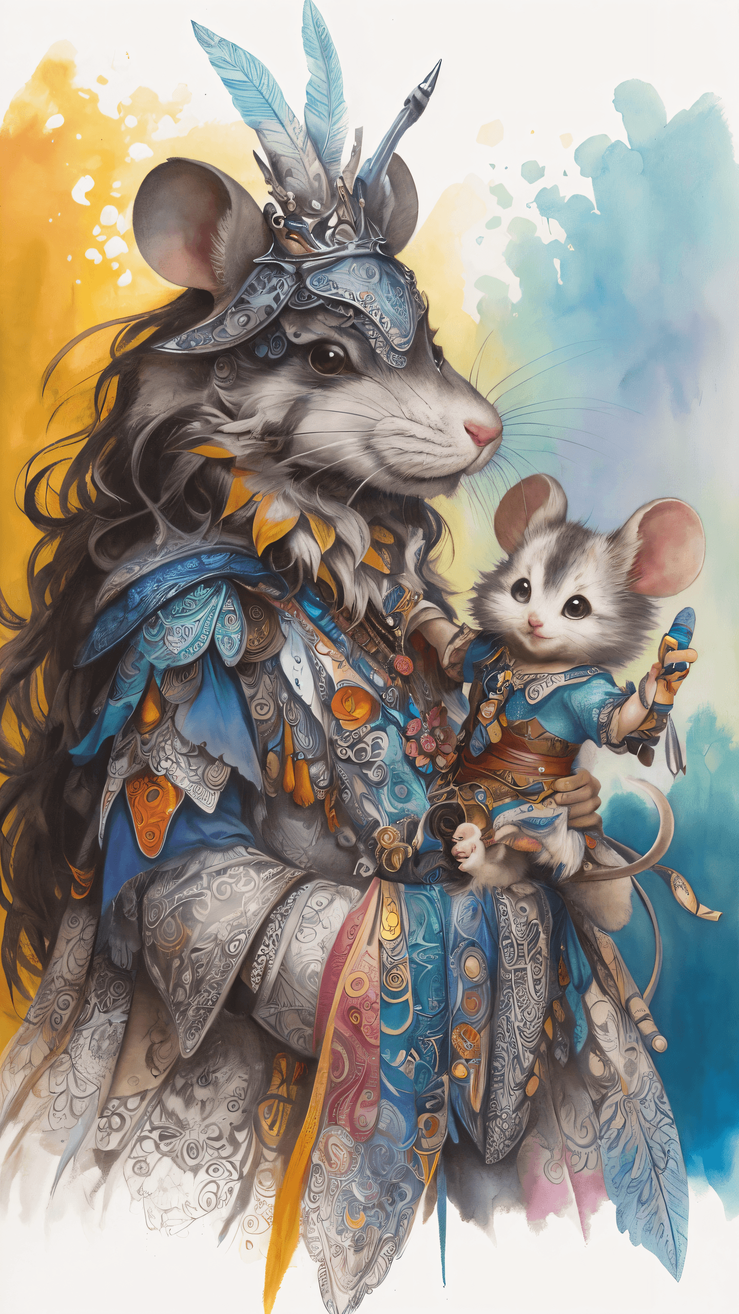 AI generated: (masterpiece award winning illustration:1.2) , long full view centered, a Fantasy illustration on wh...