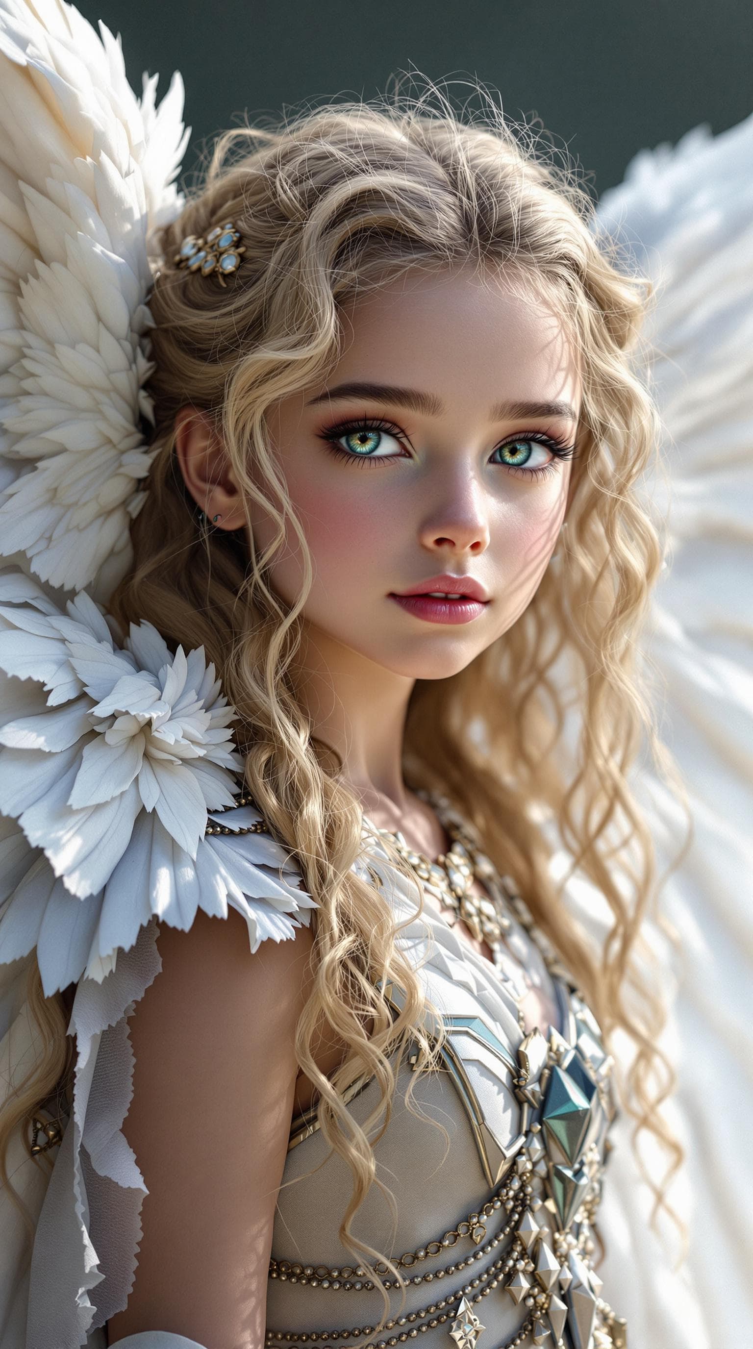 AI generated: a professional photo of a exceptionally of the most beautiful angelic girl in the world, (age 11), (...