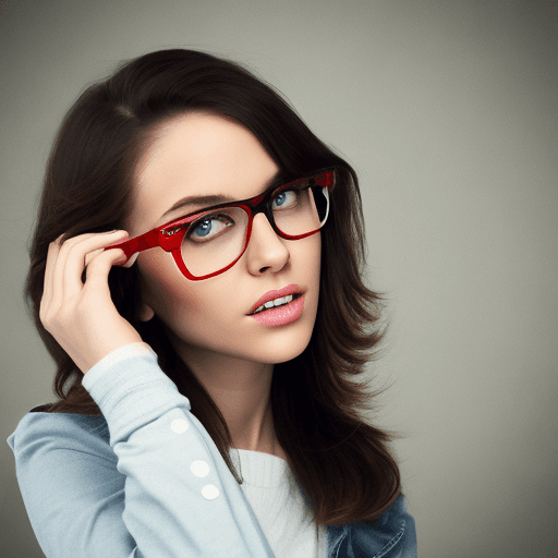 AI generated: like movie, girl, beautiful, wearing glasses