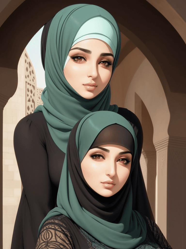AI generated: thick arab lady, beautiful face,hijabi