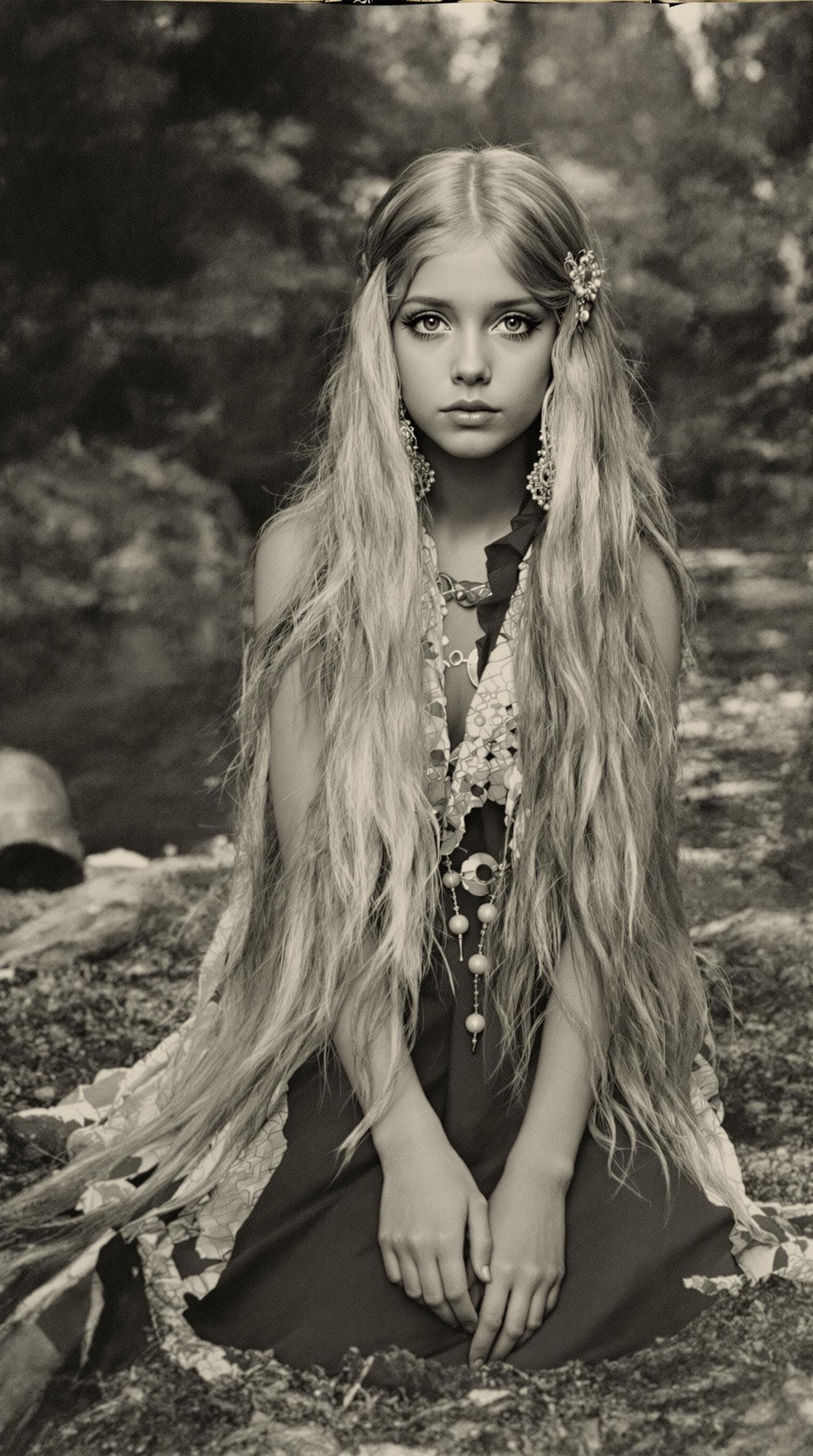 AI generated: a professional vintage black and white photo (paper has aged over time of of a exceptionally of the ...