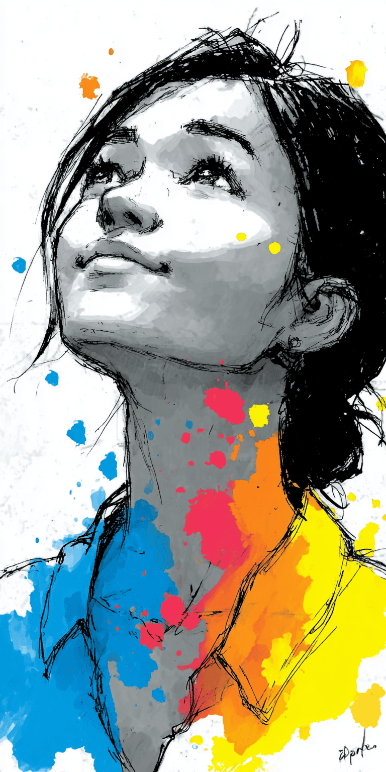 AI generated: Watercolor portrait of a woman, vibrant --chaos 75 --ar 1:2 --sref 1753425260 --profile oh3iyx5 --st...
