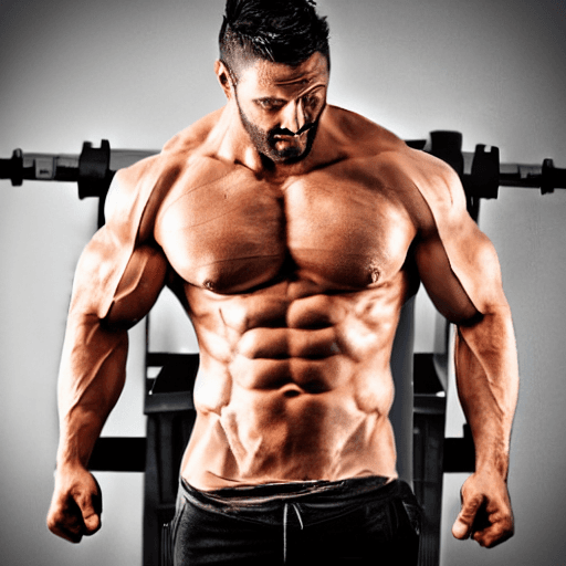 AI generated: jacked bro wearing a ripped Tshirt that says LFG, big chest, athletic, handsome, hyperreal, octane r...