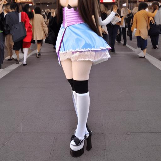 AI generated: High resolution Japanese girls cosplay, long hair, big breasts, thin, long legs, shiny skin, short s...