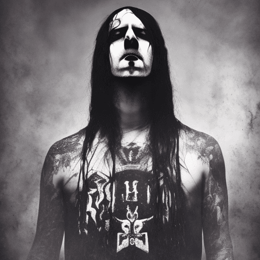 AI generated: 8K photography high definition full body Portrait of a black metal singer
