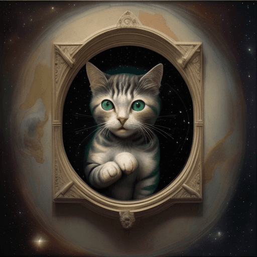 AI generated: image interstellar look like ,cat, is a fresco painting by Italian artist Michelangelo.