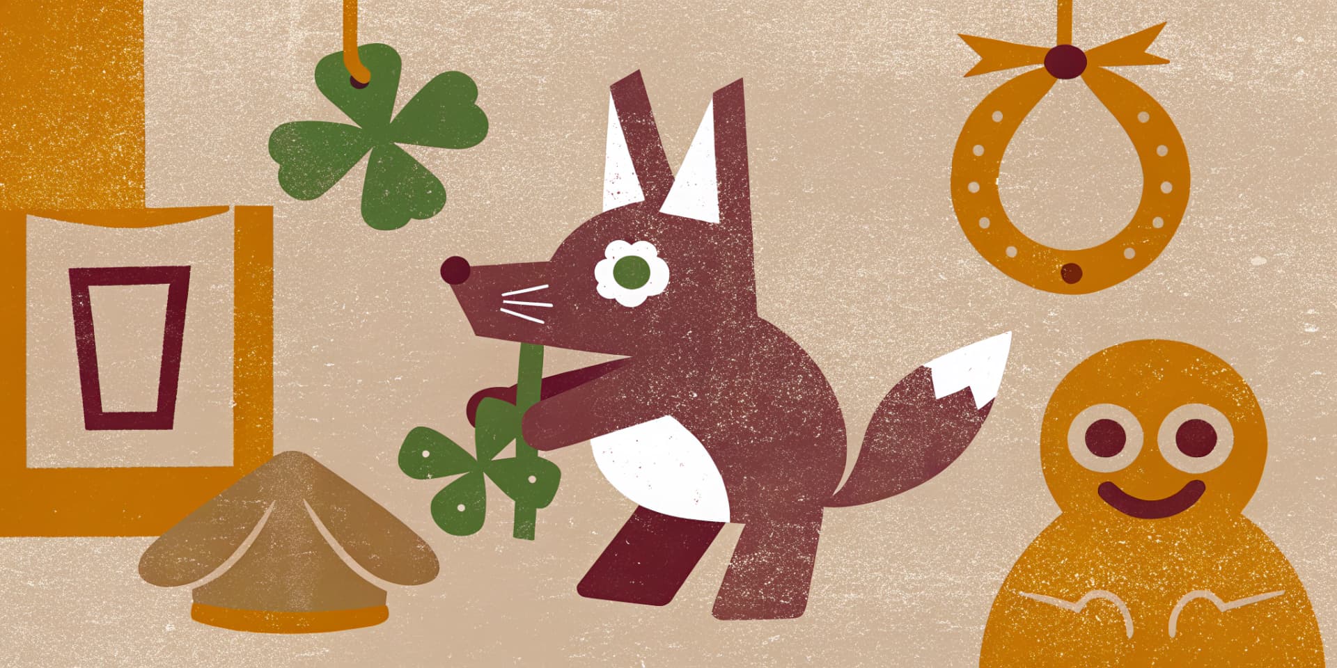 AI generated: I'd like a funny, ironic illustration based on the Italian phrase in highlight "in bocca al lupo," w...