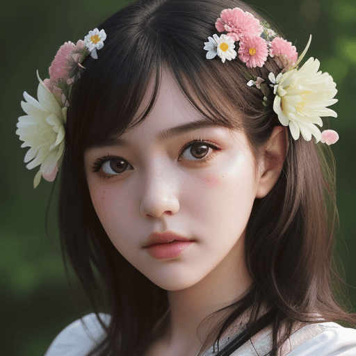 AI generated: picture of a girl dressed in flowers, in the style of artgerm, loose linework, lush and detailed, de...