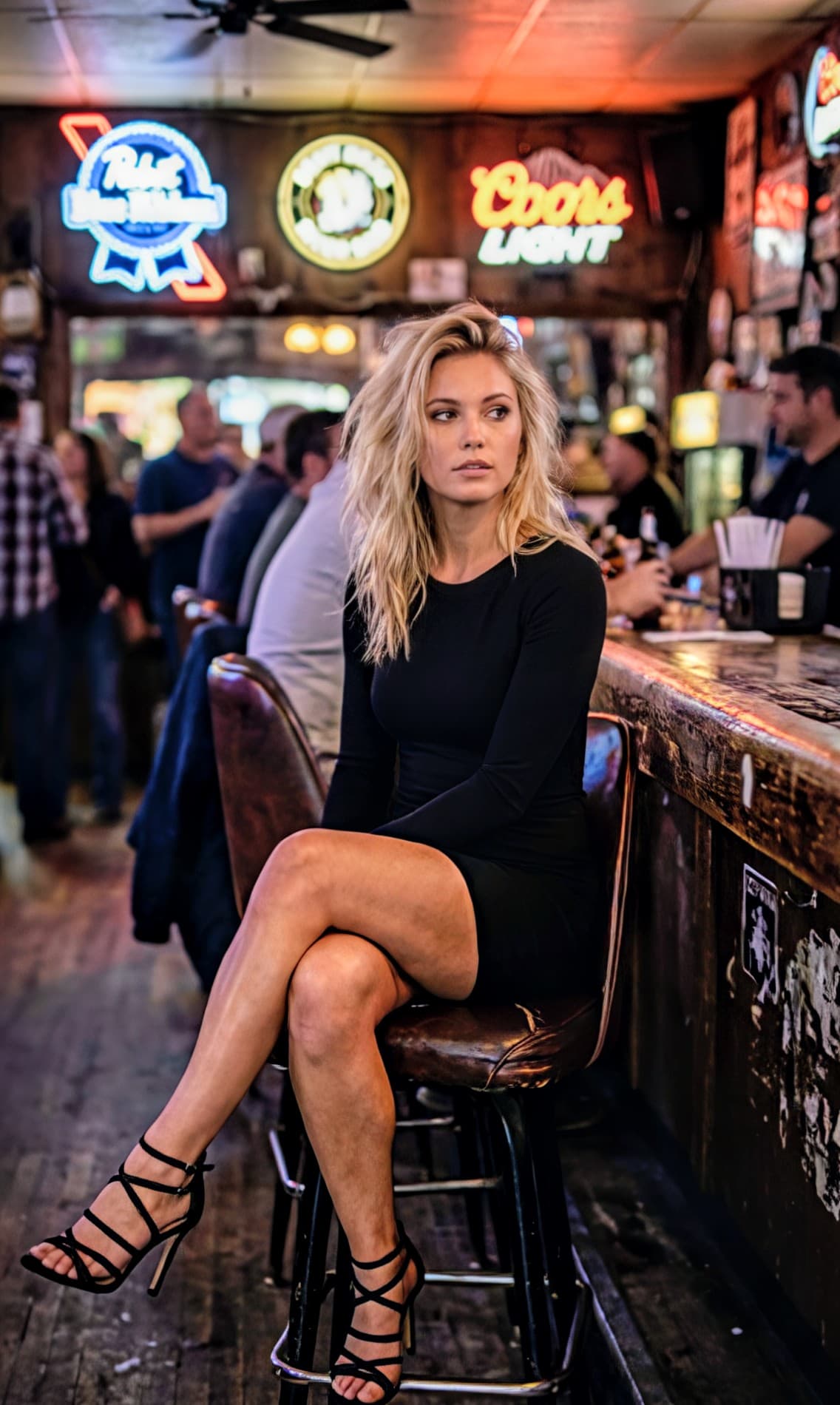 AI generated: High definition, extreme detail portrait photography of a stunning Scandinavian blonde woman sitting...