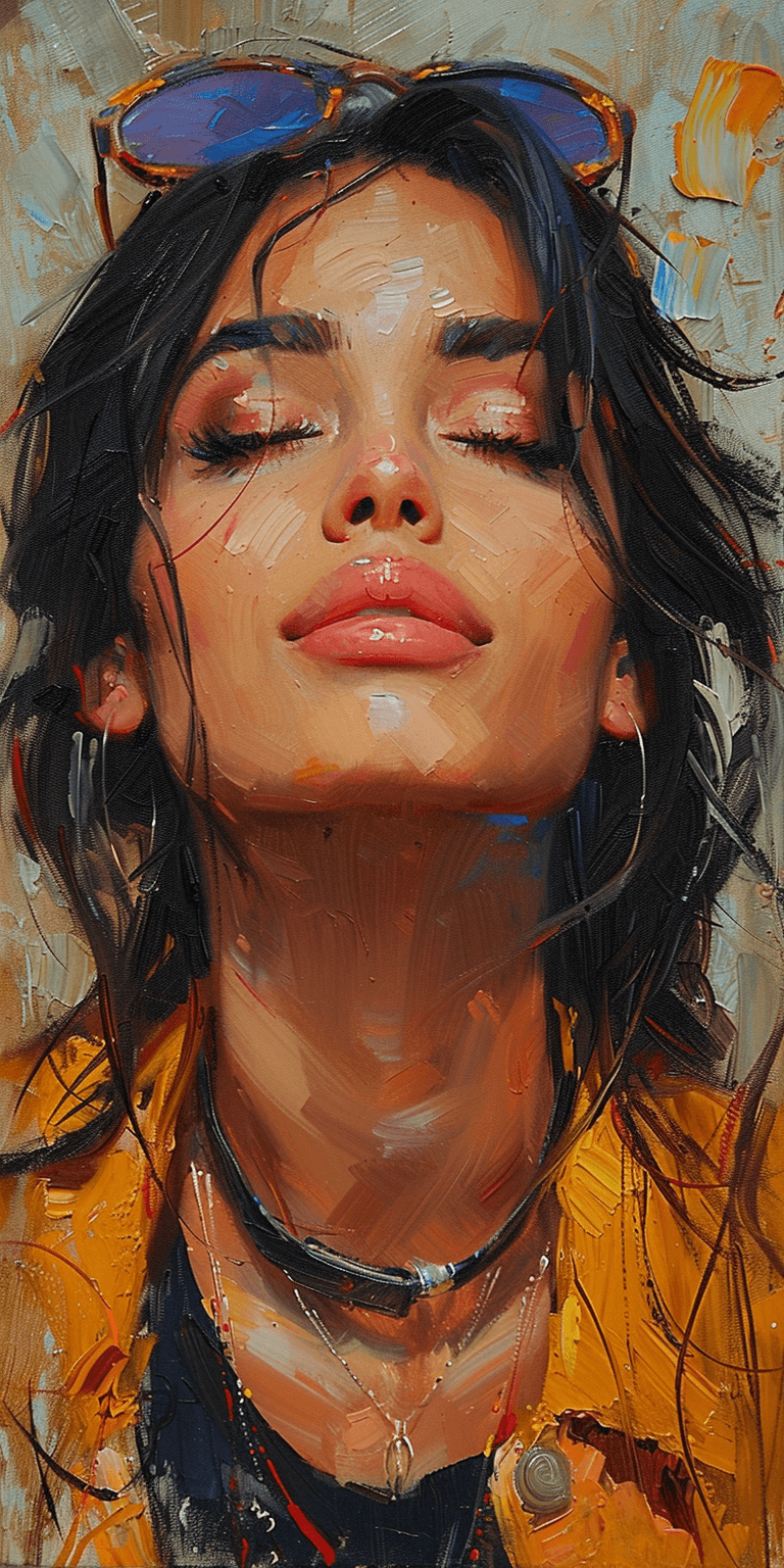 AI generated: oil on canvas, impressionist tendencies, painting of a woman, natural lighting, and warm tones, in t...