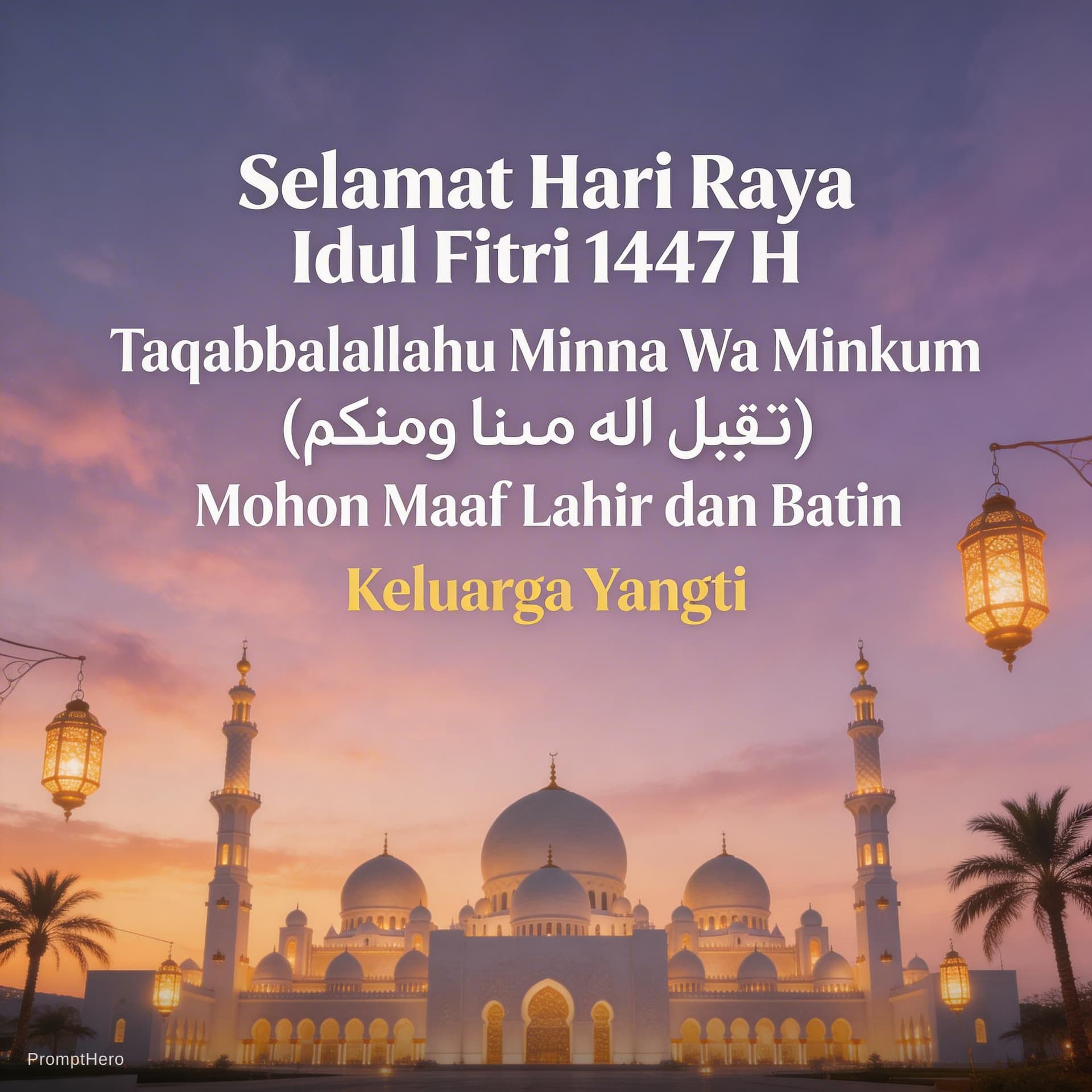 AI generated: اجواء رمضانية ساحرة بجودة 8K
Add text : “Selamat Hari Raya Idul Fitri 1447 H
Taqabbalallahu Minna Wa...