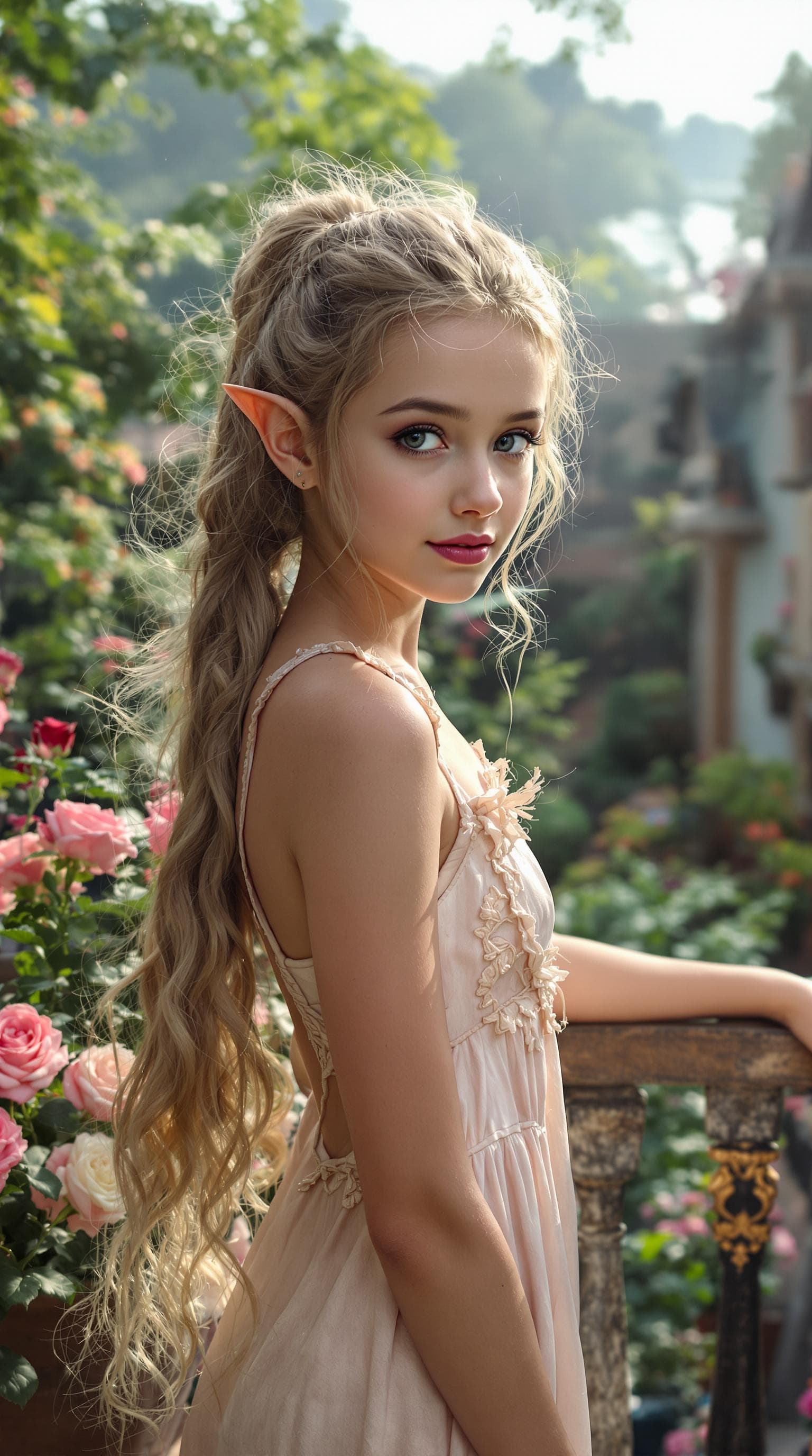 AI generated: a professional photo of a exceptionally beautiful girl in the world (age 11), (eleven year old) shor...