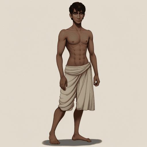 AI generated: Draw a man Name Rahul whose height is 5'4 weight is 40kg and his skin color is tan and nose is long