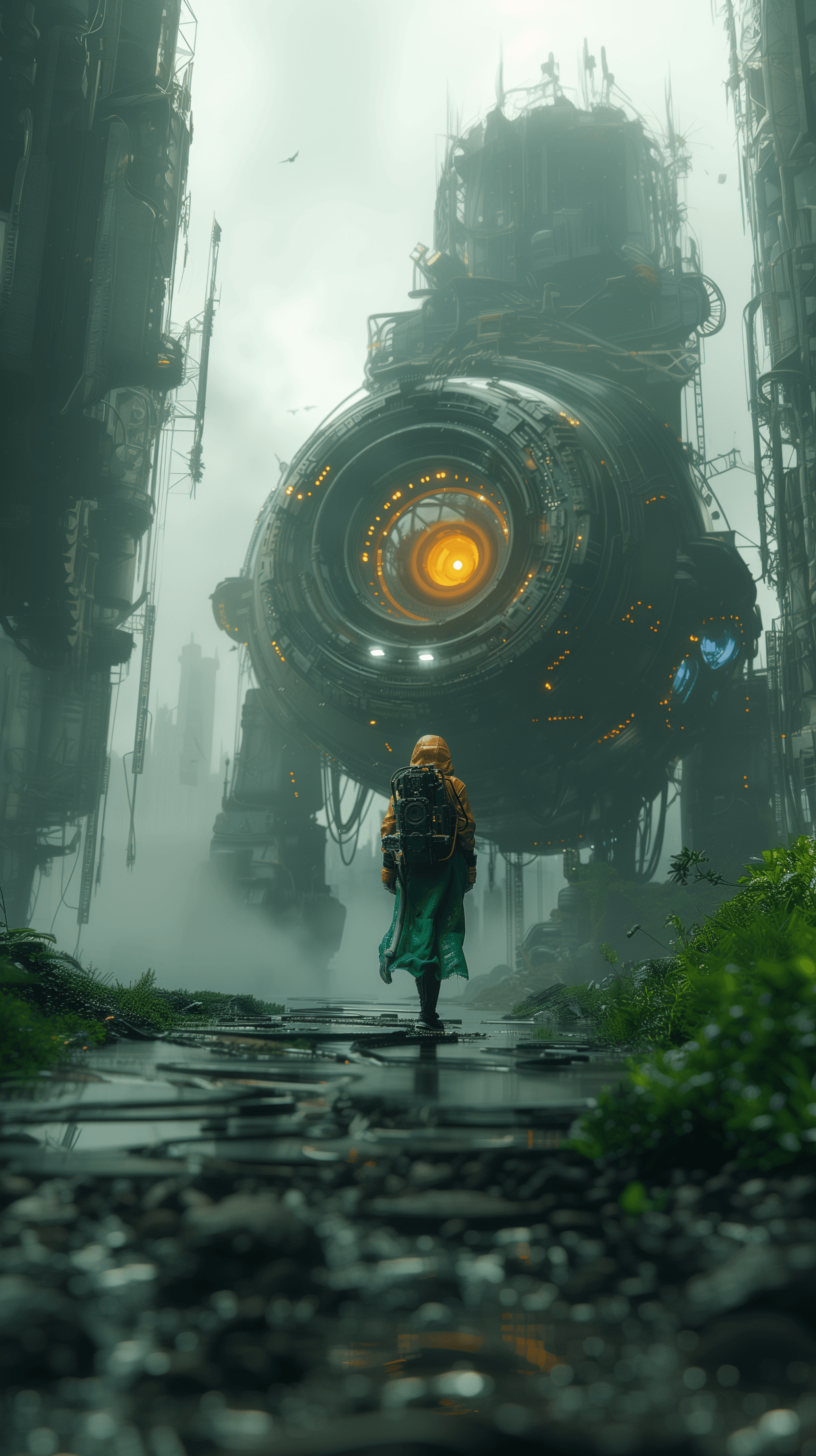 AI generated: rendering, complex, Tsutomu Nihei, future mechanical society, gigantic complex structures backdrop, ...